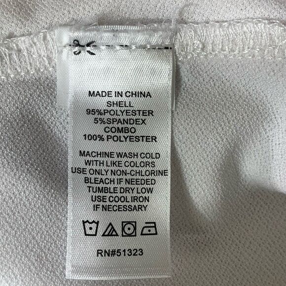 CeCe Women’s White Ruffle Sleeve Blouse Size XL Textured Dot Sleeves, Keyhole Ne - Picture 6 of 6